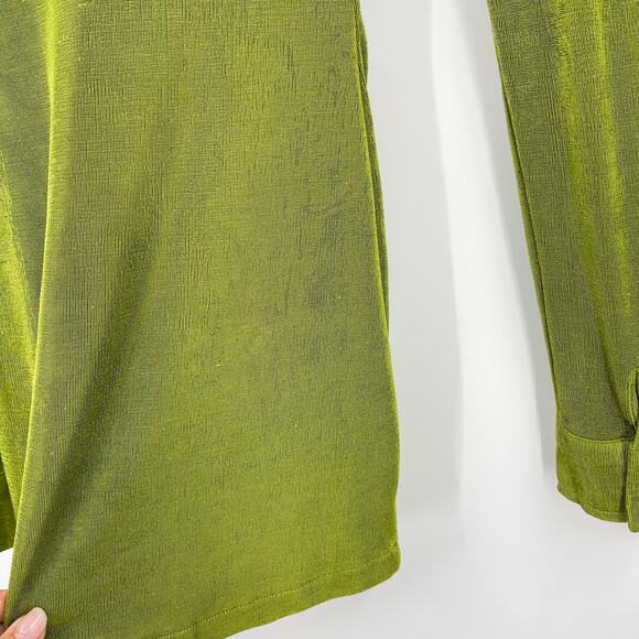 With Jean | Andy Dress Forest Green Ruched Front Slinky Shirt Dress XS - Picture 10 of 14